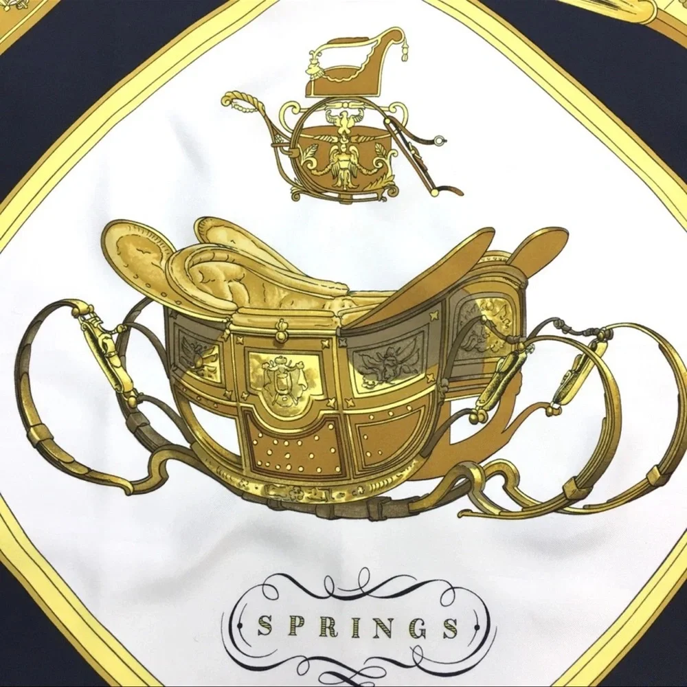 HERMES SPRINGS Carre 90 Silk 100% Scarf Multicolor - Picture 6 of 9